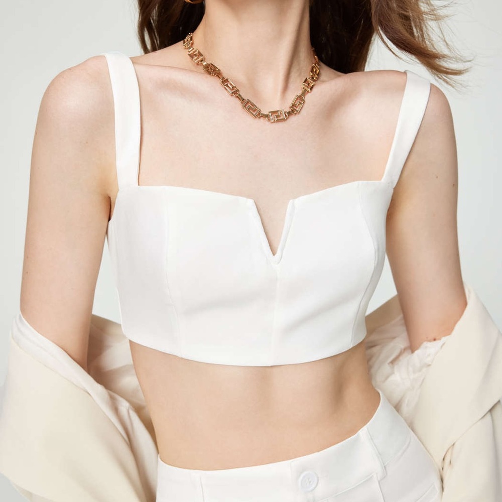 CIDER White Two-Piece V-Wire Crop Top and Trouser (xs)